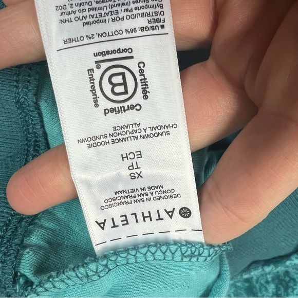 Athleta Hoodie Women XS Blue Sundown Alliance Flower Texture Borealis Sweatshirt - Picture 7 of 8